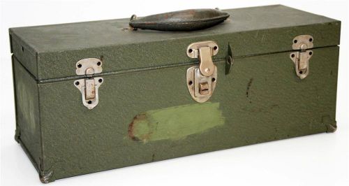 Vtg kennedy kit tool box bighorn line green tray toolbox chest crackle paint for sale