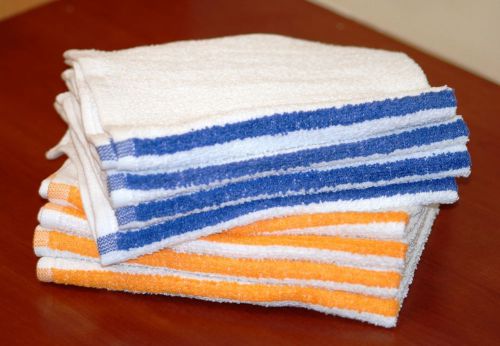 1 Dozen 16x19 Blue or Gold Stripe Bar Mops, 100% Cotton