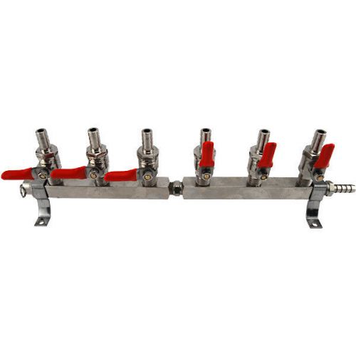 6 way co2 distribution bar w/ safety for draft beer regulator- keg bar equipment for sale