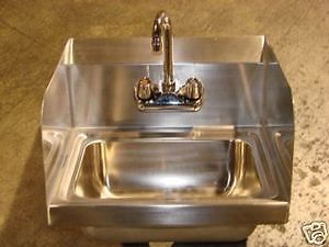 Wall mount hand sink w/splashguards stainless nsf for sale
