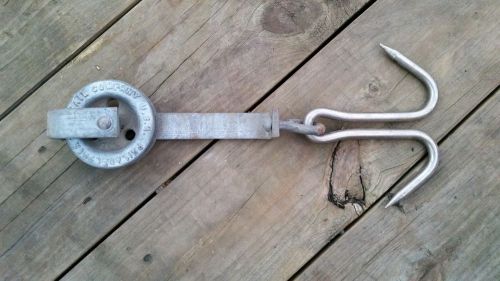 Vintage Pair of Industrial Double Meat Hook/Pulley Philadelphia Tramrail &amp; Globe