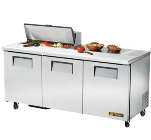 True TSSU-72-8 Food Prep Table: Solid 3 Door Sandwich / Salad Unit 115V