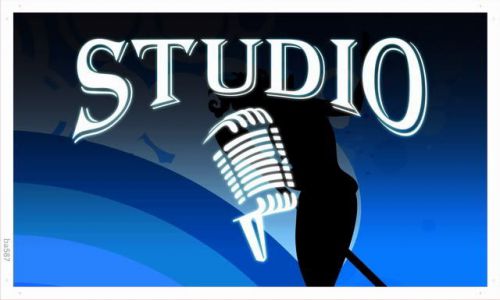 ba587 Studio On The Air Microphone Bar Banner Shop Sign