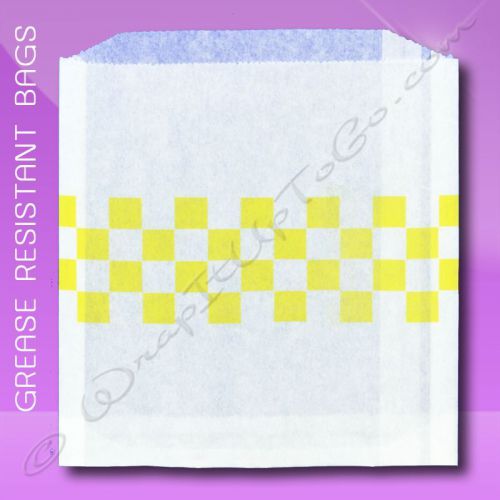Grease resistant sandwich bags – 6 x 3/4 x 6-1/2 – yellow checkerboard for sale