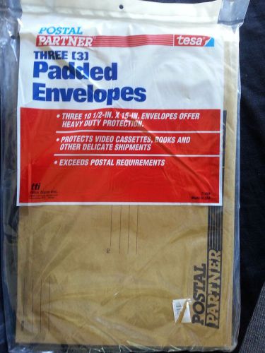 3 Padded Mailing Envelopes 10.5&#034; x 15&#034; Heavy Duty by Tesa