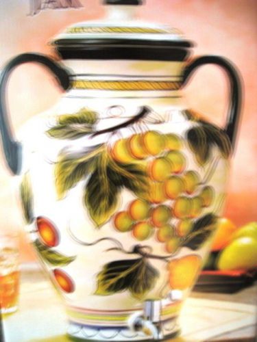 New Handpainted 3 gallon Beverage Dispenser Jar Italian Tuscany Design