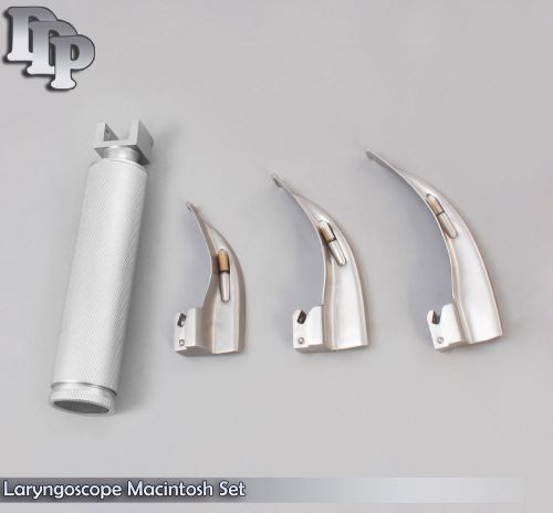 LARYNGOSCOPE MEDIUM HANDLE C + 3 MACINTOSH BLADE #1 + 2 + 3 ENT ANESTHESIA SET