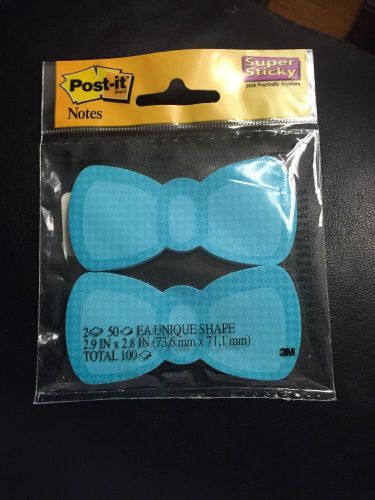 3M Post-It Super Stickly Bow Tie Notes, 2pk Blue 2050-DM-BTIE