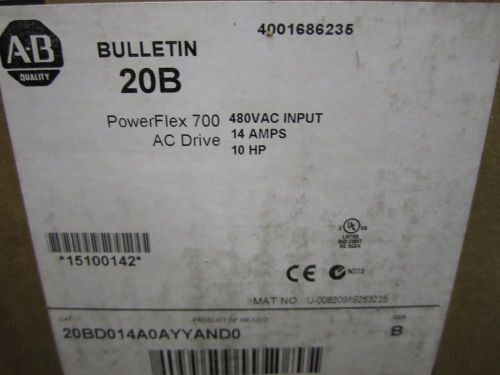 NEW ALLEN BRADLEY 20BD014A0AYYAND0 VFD POWERFLEX 700