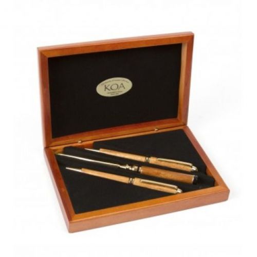 MARTIN &amp; MACARTHUR EXECUTIVE GIFT SET-KOA PEN/PENCIL/LETTER OPENER-ROSEWOOD BOX