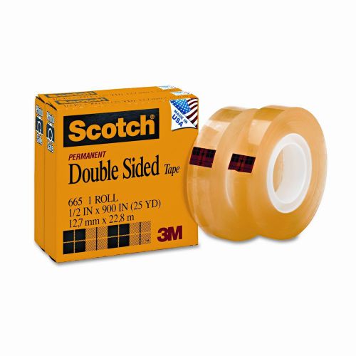 3m 665 double-sided office tape, 1/2&#034; x 25 yards, 1&#034; core, clear, two/box for sale