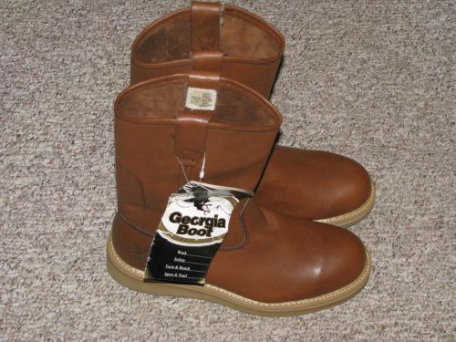 *nwt* men&#039;s georgia steel toe wellington slip on work boots size 8w leather for sale