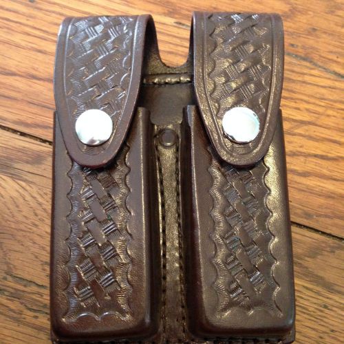 TEX Shoemaker &amp; Sons G22  Double Magazine Holder, Basketweave Cordovan Glock 22