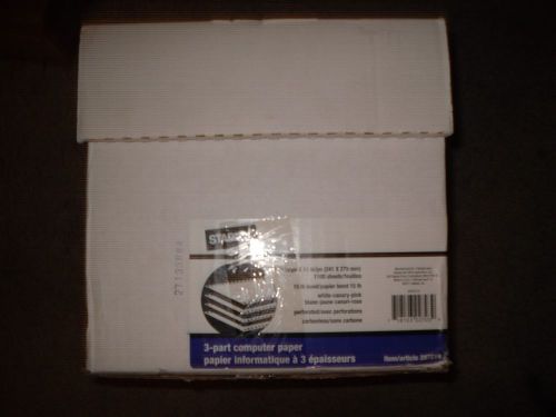 Staples 3-part computer printer paper 9-1/2&#034; x 11&#034; multi-part colored 287219 new for sale