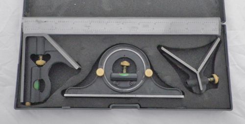 MACHINIST 4 PIECE Combination Square 12&#034; Rule Bubble Level &amp; Scribe in the Case