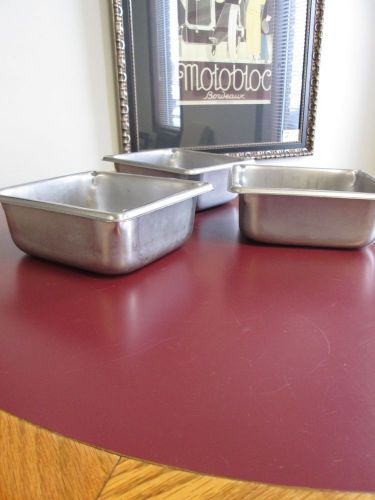 LOT OF (3) STAINLESS STEEL STEAM TABLE PANS - 1/6 - SHALLOW -NO RESERVE- 2&#034; RARE