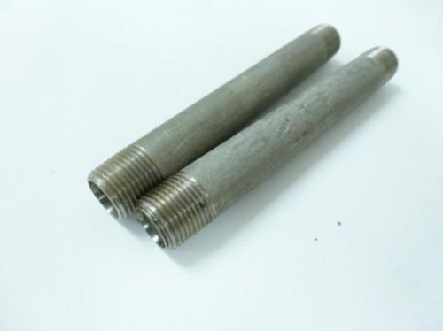 89086 Old-Stock, MFG- MDL-Unkn89086 LOT-2 SS Pipe Nipple, 3/8&#034; NPT, 5&#034; Length, 3