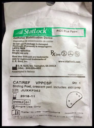 STATLOCK PICC PLUS FOAM: Cather Stabilization Device (BARD, VPPCSP) Exp. 11/2016