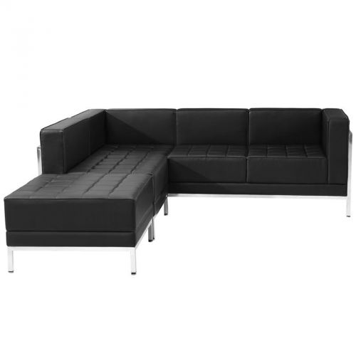 Imagination Series Black Leather Sectional Configuration, 3 Pieces