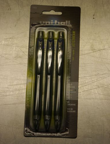 3-pk BLUE Uni-ball JetStream Rollerball Pens 1.0 mm BOLD NEW