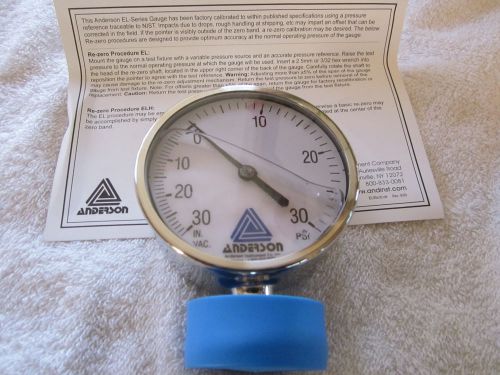 Anderson EL029010041111A  3&#034; Pressure Gauge  Btm Mount 30 IN. VAC TO 30 PSI NEW