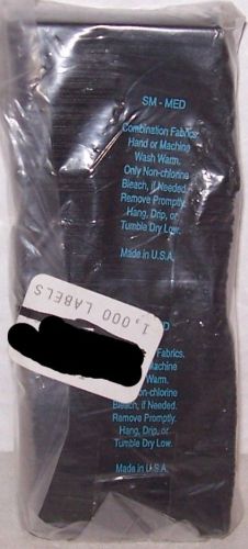 1000 fashion care labels! combination fabrics. ww.sew-in. blk/turq lettering.s/m for sale