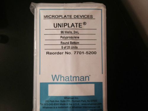 WHATMAN, 7701-5200, UNIPLATE, 96 WELL 2ml, Polypropylene, Round Bottom, 5pc