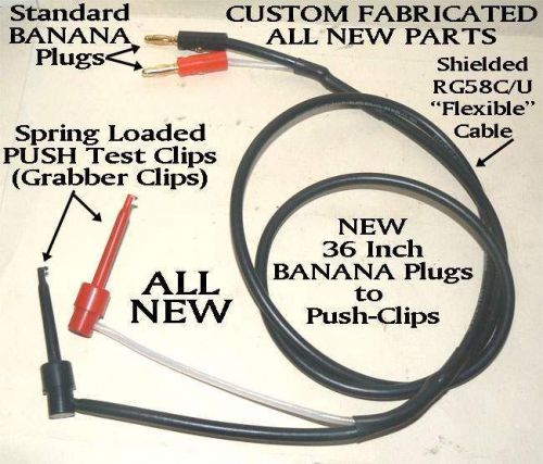 50 OHM SIG GENERATOR TEST CABLE BANANA &amp; PUSH CLIP LEADS HEATHKIT EICO SENCORE