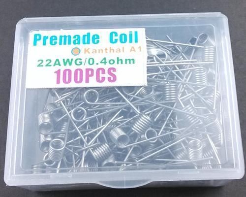 100 Pcs Kanthal A1 Wire Prebuilt Premade Coils 22AWG Gauge 0.40 Ohm RDA Mod