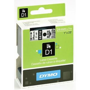 Dymo standard d1 self-adhesive polyester tape for label makers, 1-inch, black for sale