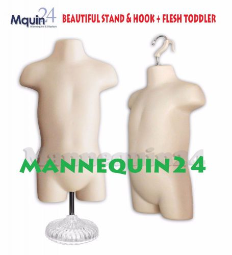 TODDLER TORSO MANNEQUIN HARD FLESH w/STAND + HANGING HOOK for PANTS DISPLAY