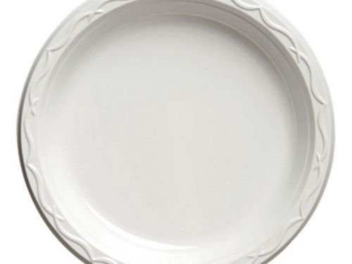 genpak 70700 7&#034; Heavy Weight White Plastic Plate 125 / Pack