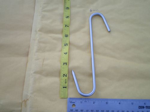 5 HEAVY DUTY S. STEEL MEAT/POULTRY S HOOKS, 9&#034;X6MM. W/1 POINTED HOOK END 2-1/4&#034;