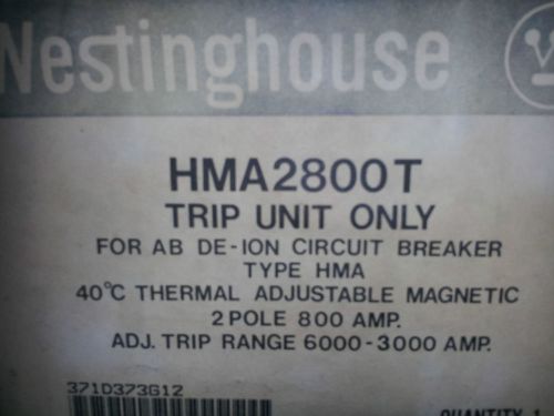 WESTINGHOUSE HMA2800T TRIP UNIT ONLY 2 POLE 800 AMP NEW IN BOX 371D373G12 #B8