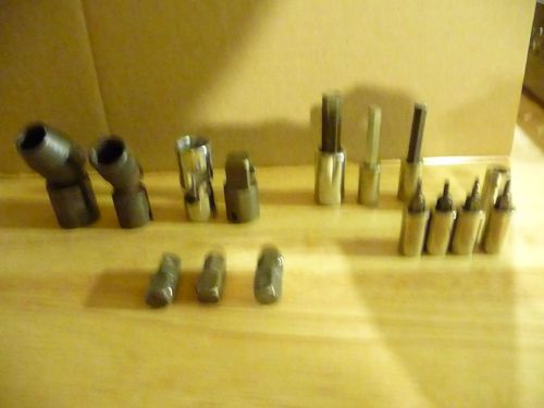 15 socket items, swivels, allen adapter. Apex pcs. 1 craftsman swivel &amp;others