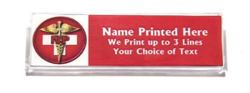 Nurse NP Caduceus Custom Name Tag Badge ID Pin Magnet for Practitioner Nurses