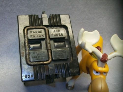 Vintage 60 amp Range Fuse Pull Out Lid 250 v