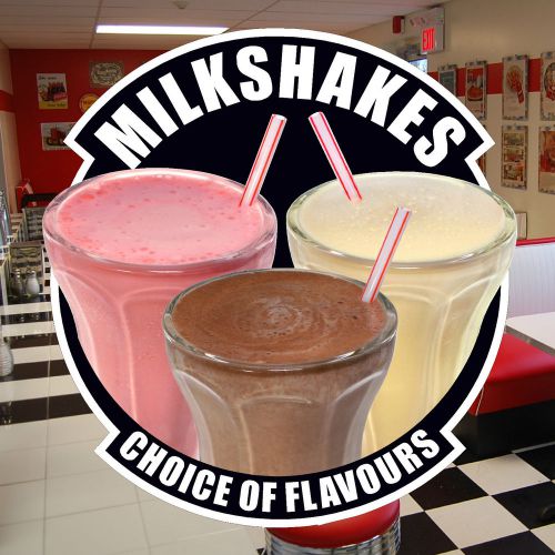 MILKSHAKES  VINYL STICKER SIGN catering van restaurant cafe coffee shop pub