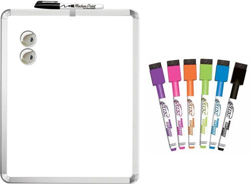 Magnetic Dry Erase Board 11&#034; x 14&#034; + 6 SRX Magnetic Dry Erase Markers VALUE PACK