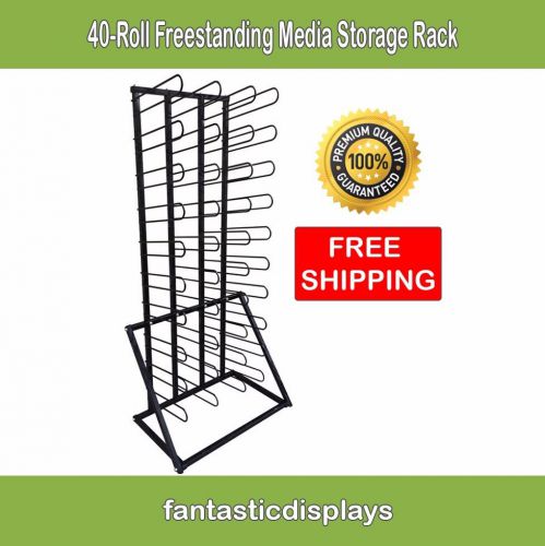 Media rack floor storage freestanding holds 40 roll vinyl printing for sign shop for sale