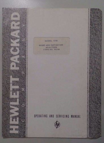 Hewlett Packard HP Model 325B Noise Distortion Analyzer Instruction Manual