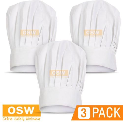 3 X WHITE CHEF PASTRY KITCHEN BAKERY ITALIAN RESTAURANT TRADITIONAL CHEF HAT