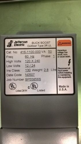 Jefferson electric 416--1100-000 transformer pri 120 x 240 sec 12/24 for sale