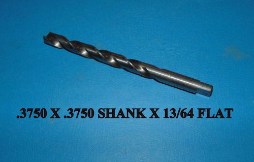 MILLING DRILL .3750 X .3750&#034; SHANK X  13/64 FLAT X 5&#034; LONG DRILL BIT HIGH SPEED