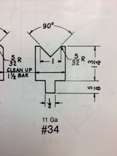 PRESS BRAKE DIE 90 DEGREE 1 INCH V OPENING FORMING DIE #34 18 INCH