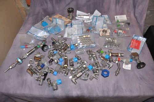 Big lot of Nupro, Swagelok, Varian Stainless Fittings/Valves/etc