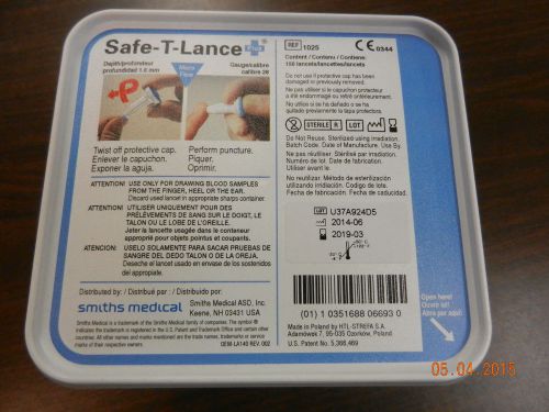 Smiths # 1025, Safe-T-Lance Plus Lancet 28g, 1.6mm depth New 150 pcs