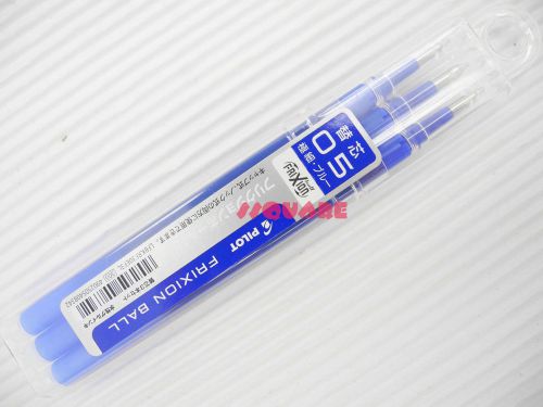 3 Refills for Pilot FriXion 0.5mm Extra Fine Erasable Gel Roller ball pen, Blue