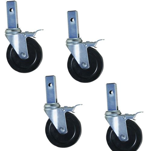 Pro-Series Heavy-Duty 5&#034; Hard Rubber Locking Casters Castor Set of 4 #GSSI-C54P