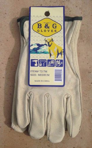 B &amp; G  Leather Gloves #7217M Size Medium - Safety DIY Gardening Driver Work etc